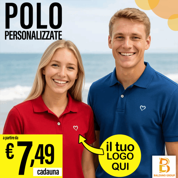 Polo personalizzabili 2025 con stampa lato cuore